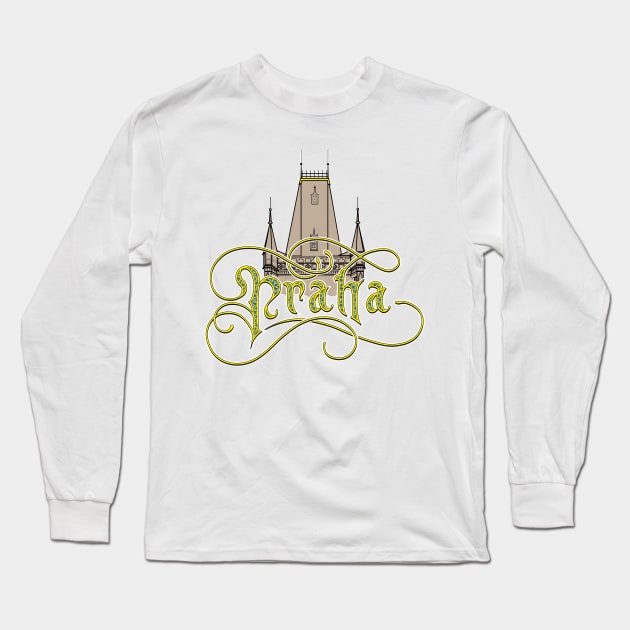 Gold Prague. Praha. Long Sleeve T-Shirt by oleo_graphy